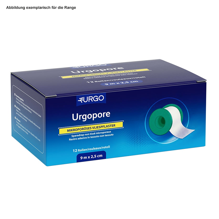 Urgopore Rollenpflaster, weiß 5 m x 2,5 cm, ohne Schutzring (12 Rl.)