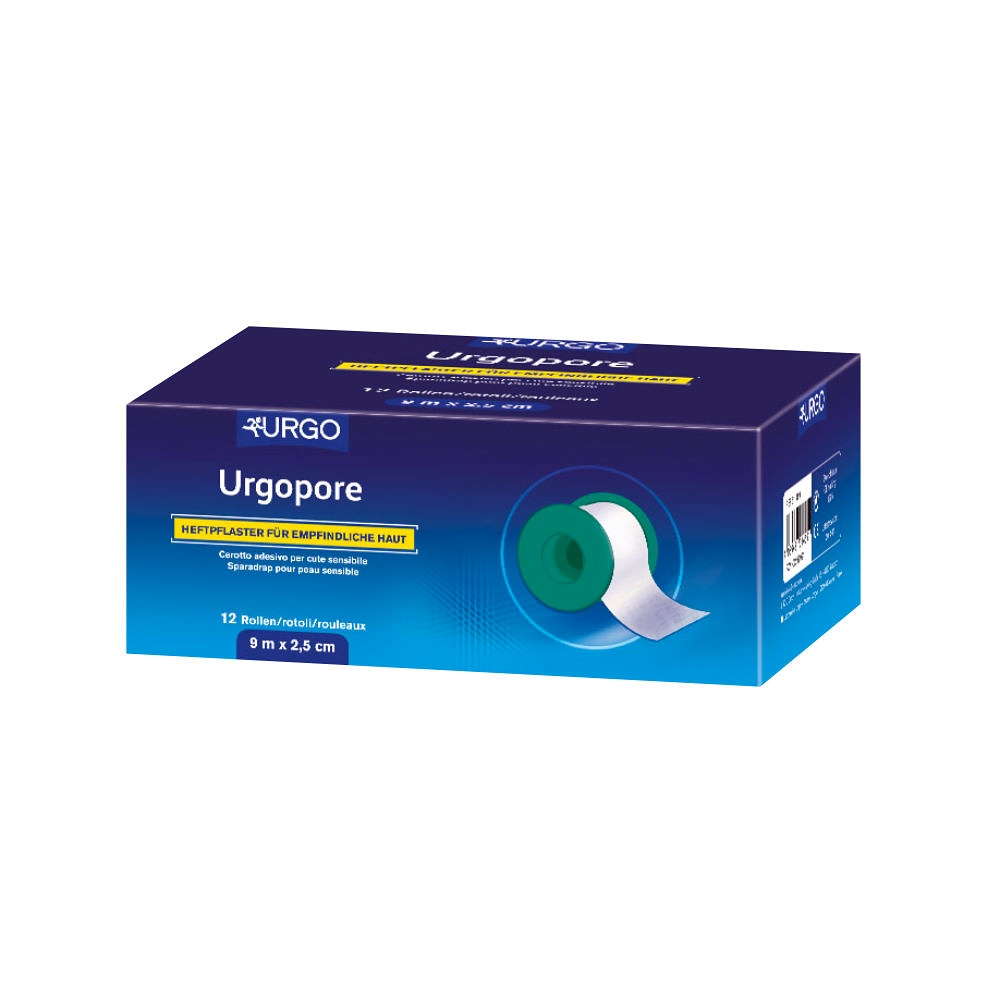 [URG 754142] Urgopore Rollenpflaster, weiß 9 m x 2,5 cm, ohne Schutzring (12 Rl.)