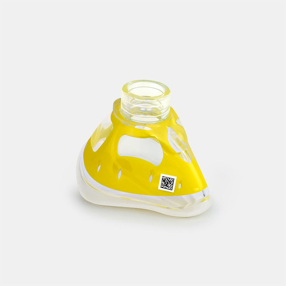 Bi-Maske Gr. 3 für Kinder, groß 22 mm I.D., gelb, mit Silikonlippe