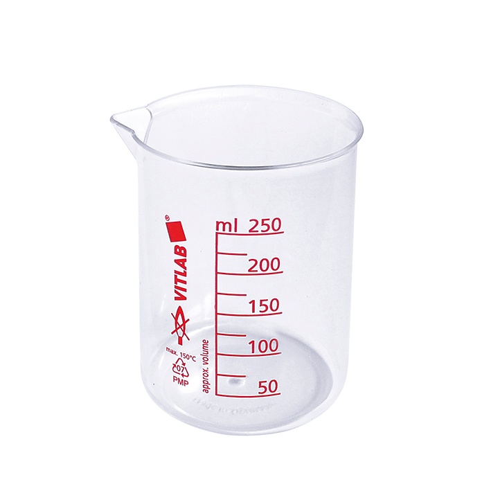 [VIT 61003] Griffinbecher, PMP Gedruckte rote Skala, 250 ml