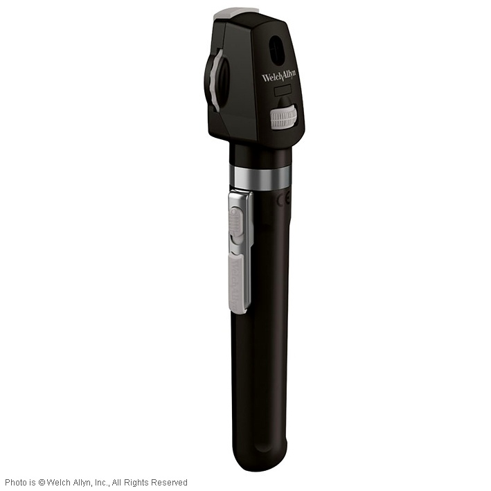 Pocket Plus LED Ophthalmoskop Onyxschwarz, inkl. Handgriff und Etui