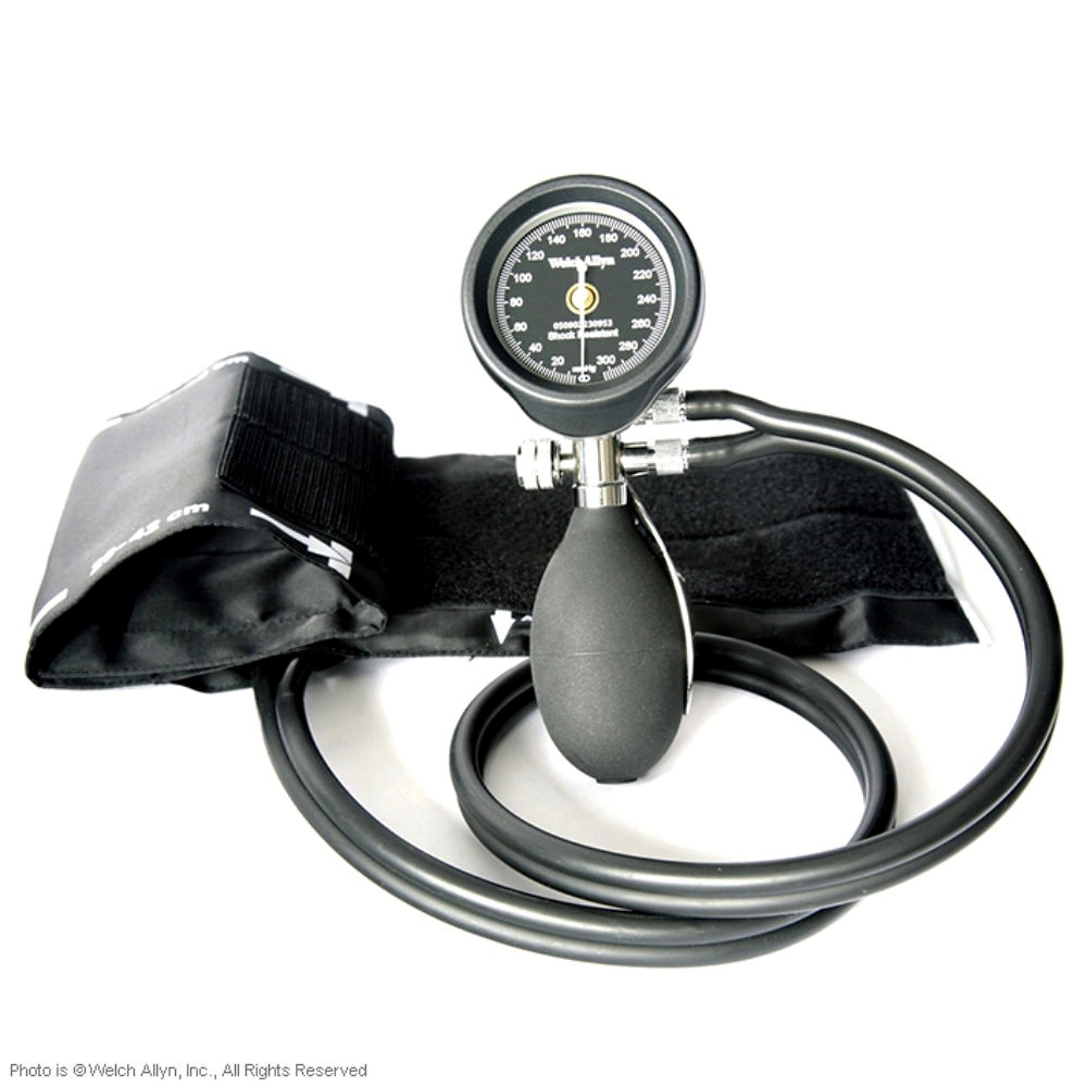 DuraShock Blutdruckmessgerät DS55 Schwarz, Ø 50 mm, verchromt, 2-Schlauch