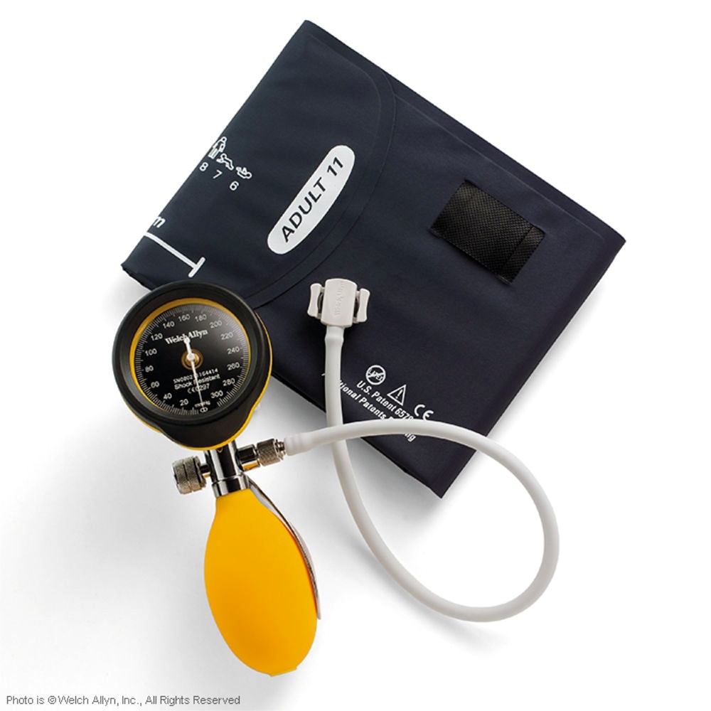 [WLA DS-5561-169] DuraShock Blutdruckmessgerät DS55 Gelb, Ø 50 mm, verchromt, 1-Schlauch