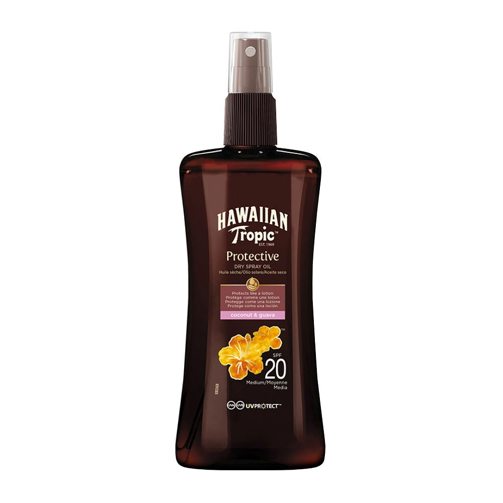 [WLS Y302226500] Hawaiian Tropic Glowing Protective Dry Spray Oil 200 ml LSF 20