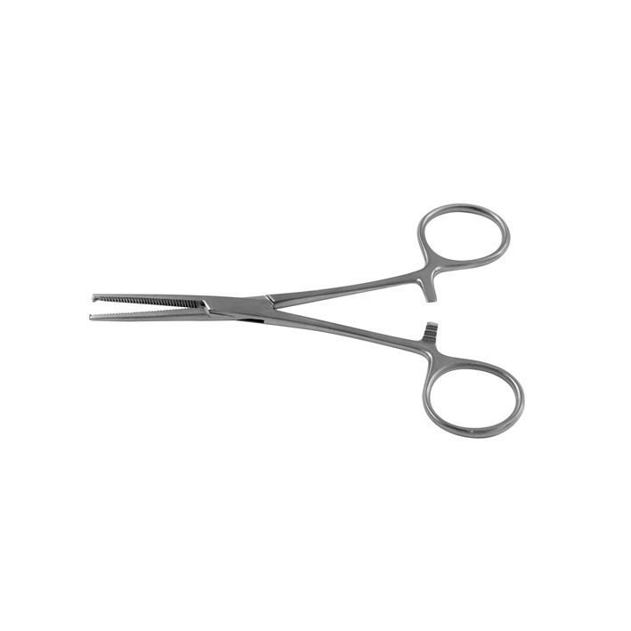 Kocher Arterienklemme grazil 1 x 2 Zähne, gerade, gerieft, 14 cm