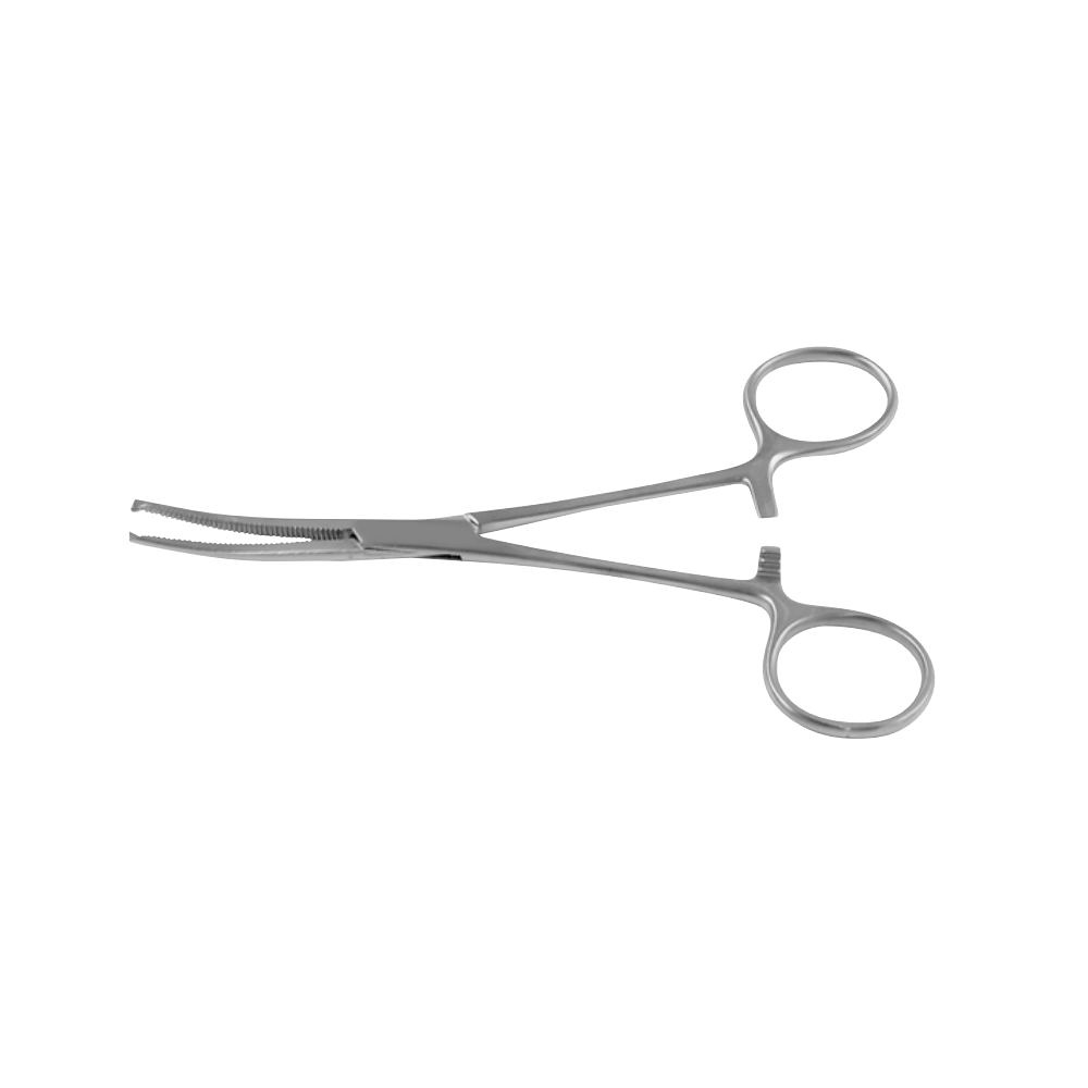 [ZEP 12-3203-14] Kocher Arterienklemme grazil 1 x 2 Zähne, gebogen, gerieft, 14 cm