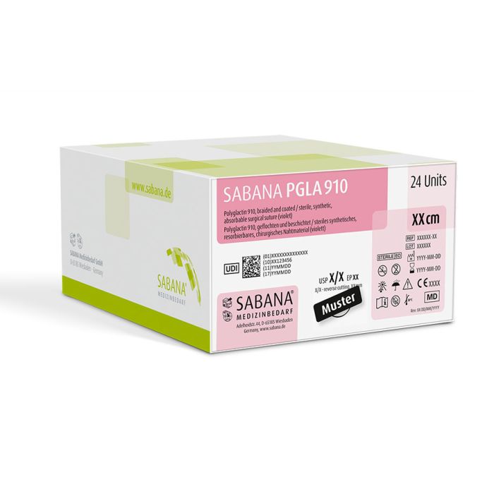 [SAB S10E70CX24-24] SABANA PGLA 910 2-0=2,5 violett Nahtmaterial Fadenlänge 70 cm (24 Stck.)