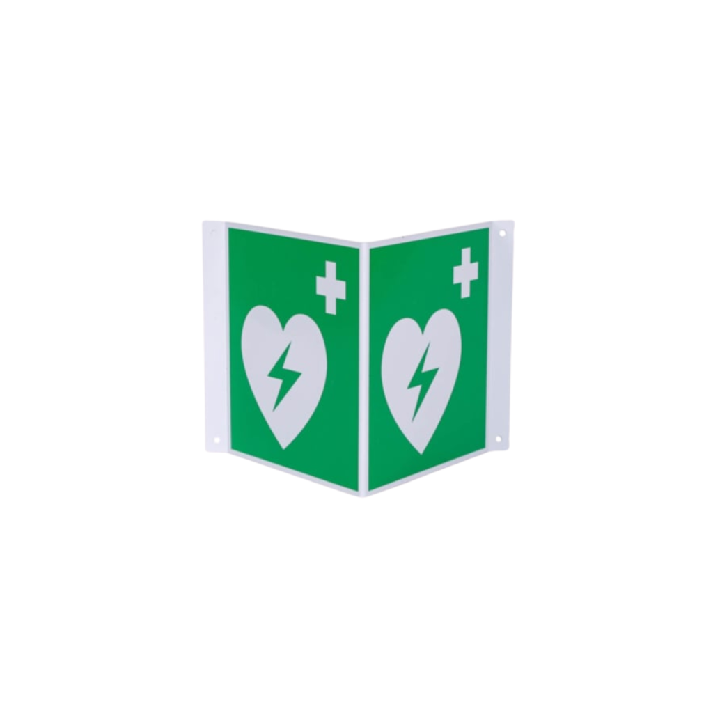 Rettungszeichen E010 (AED) Nasenschild 20x20